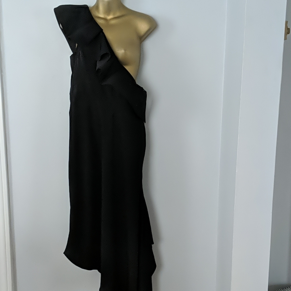 Topshop one shoulder black dress size 10 - Picture 2 of 4